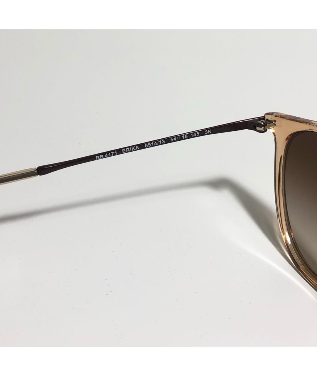 RAY BAN Коричневые пластиковые солнцезащитные очки, фото 4