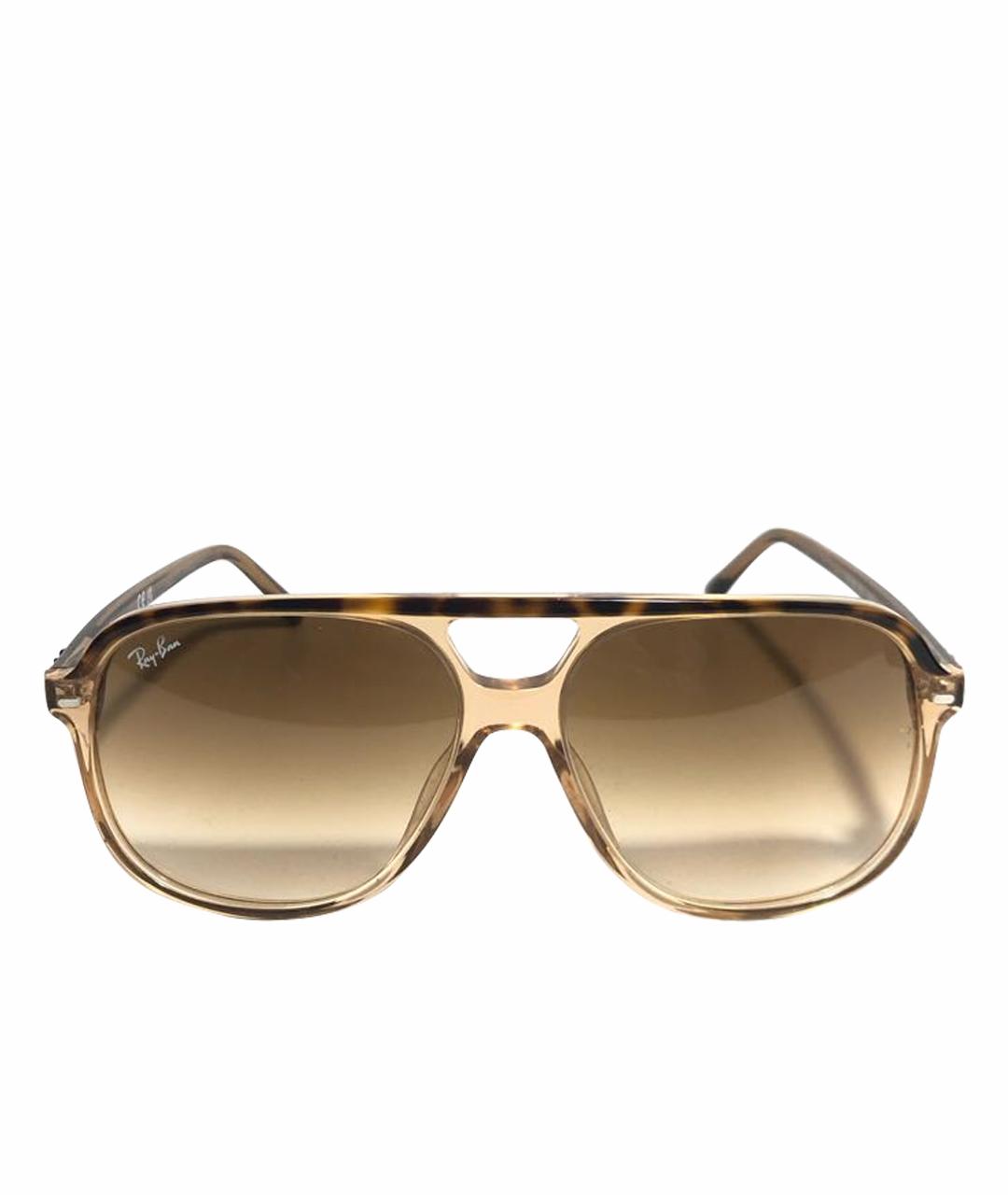 RAY BAN Коричневые пластиковые солнцезащитные очки, фото 1