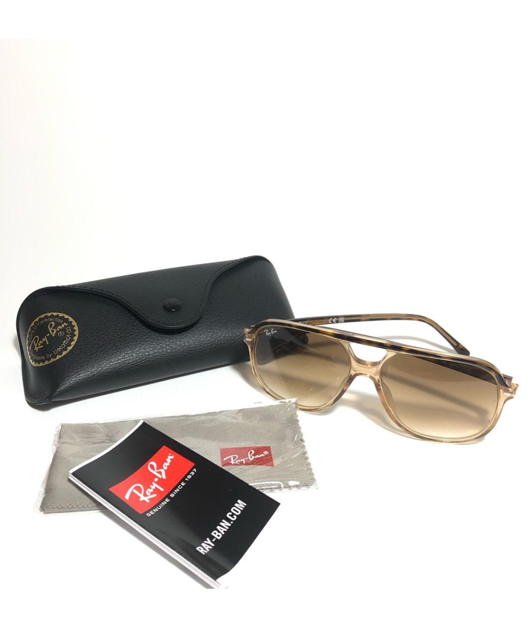 RAY BAN Коричневые пластиковые солнцезащитные очки, фото 5