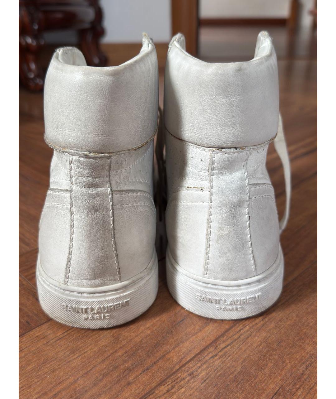 SAINT LAURENT Белые кожаные высокие кроссовки / кеды, фото 5