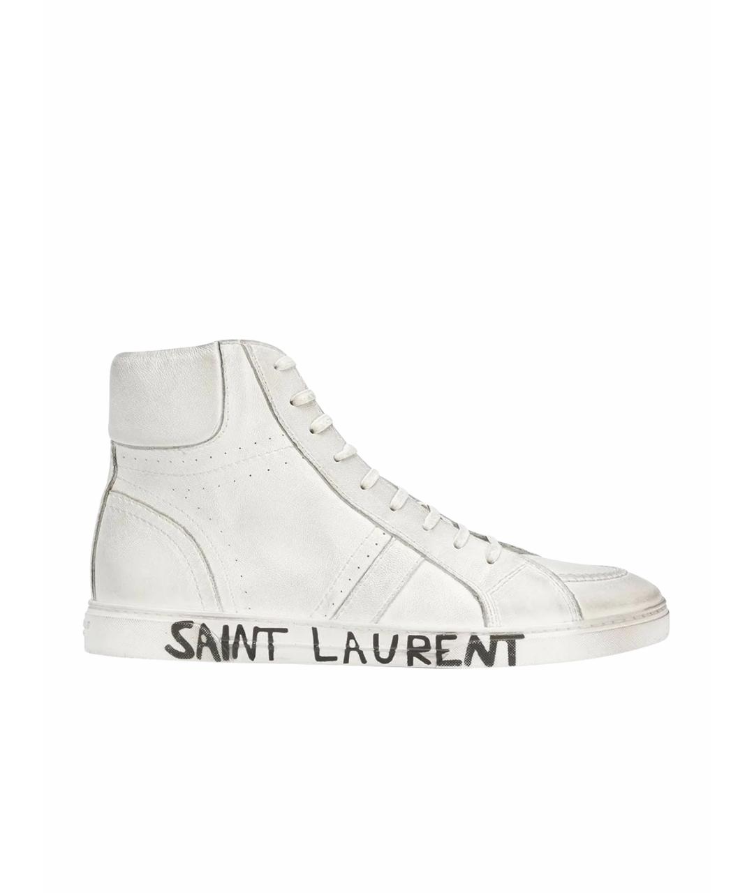 SAINT LAURENT Белые кожаные высокие кроссовки / кеды, фото 1