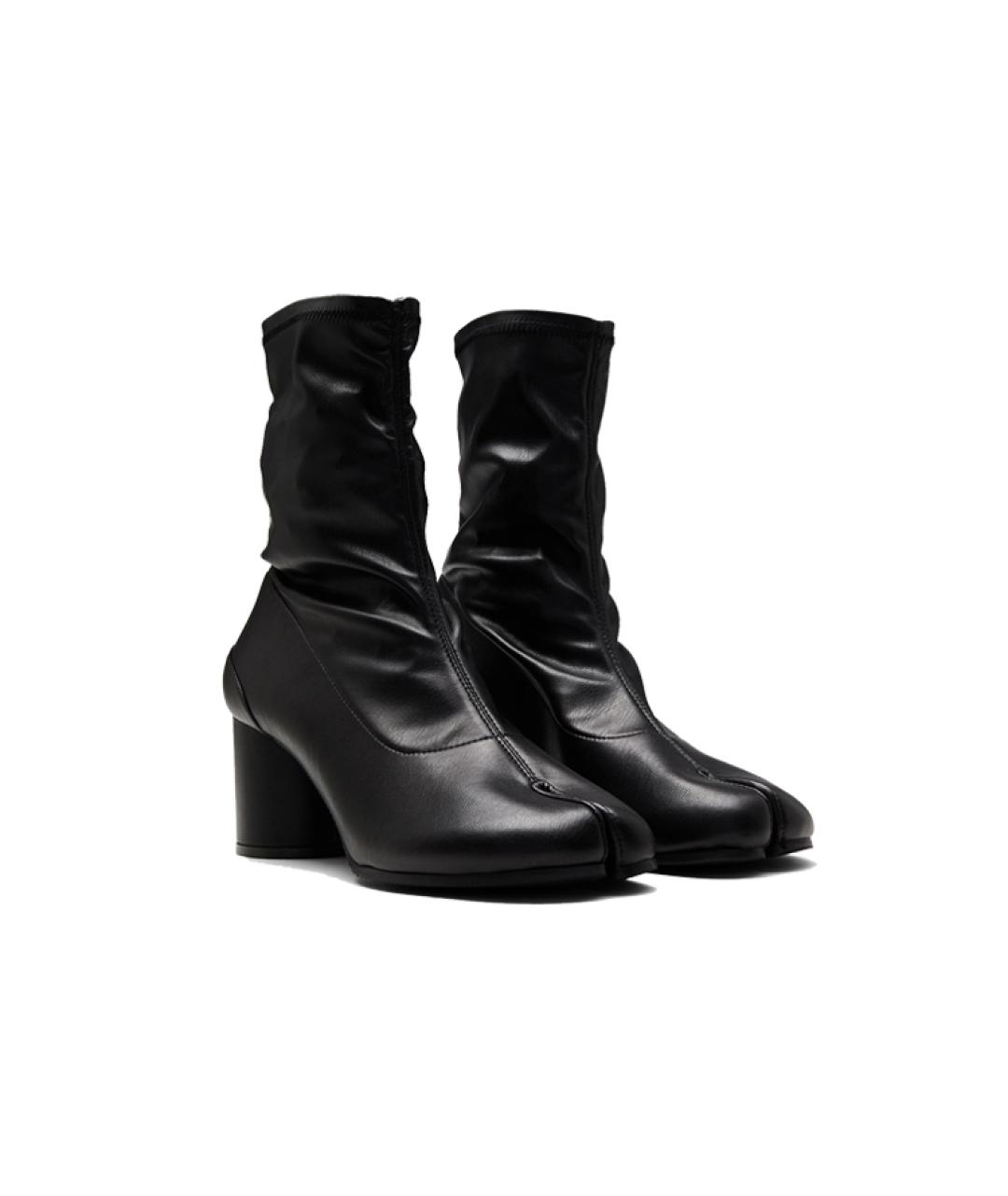 MAISON MARGIELA Черные кожаные сапоги, фото 4