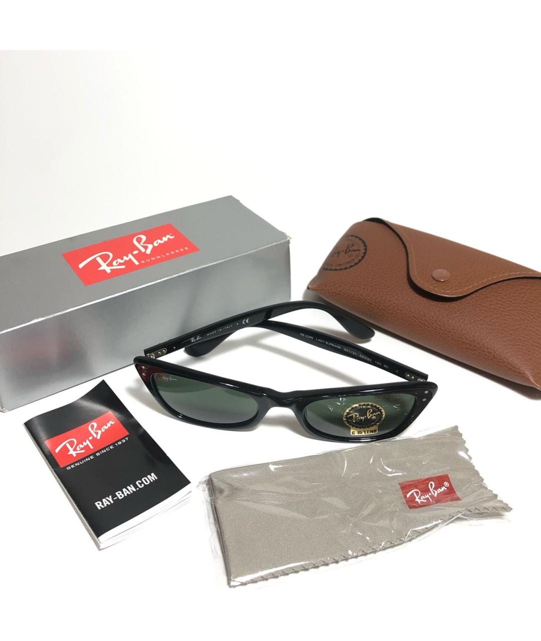 RAY BAN Черные пластиковые солнцезащитные очки, фото 5