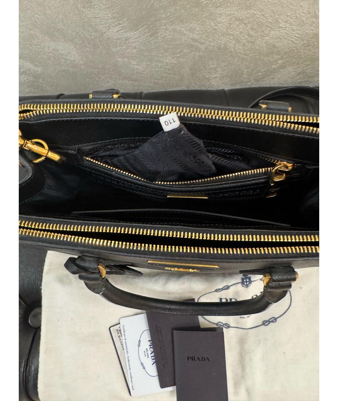 PRADA Черная кожаная сумка тоут, фото 7