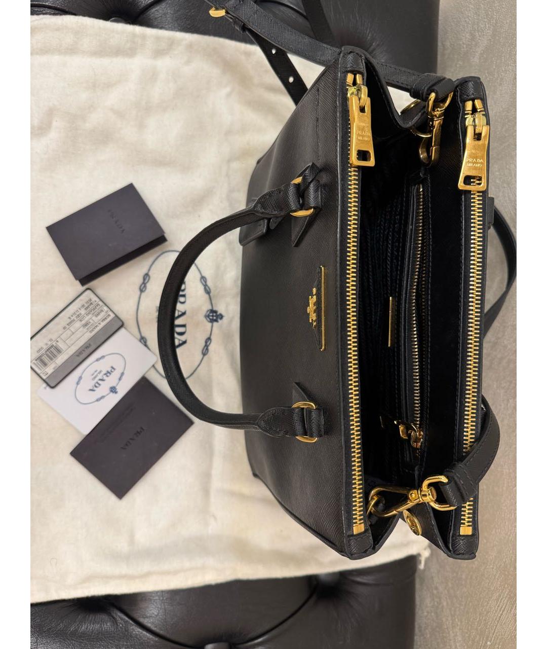 PRADA Черная кожаная сумка тоут, фото 4