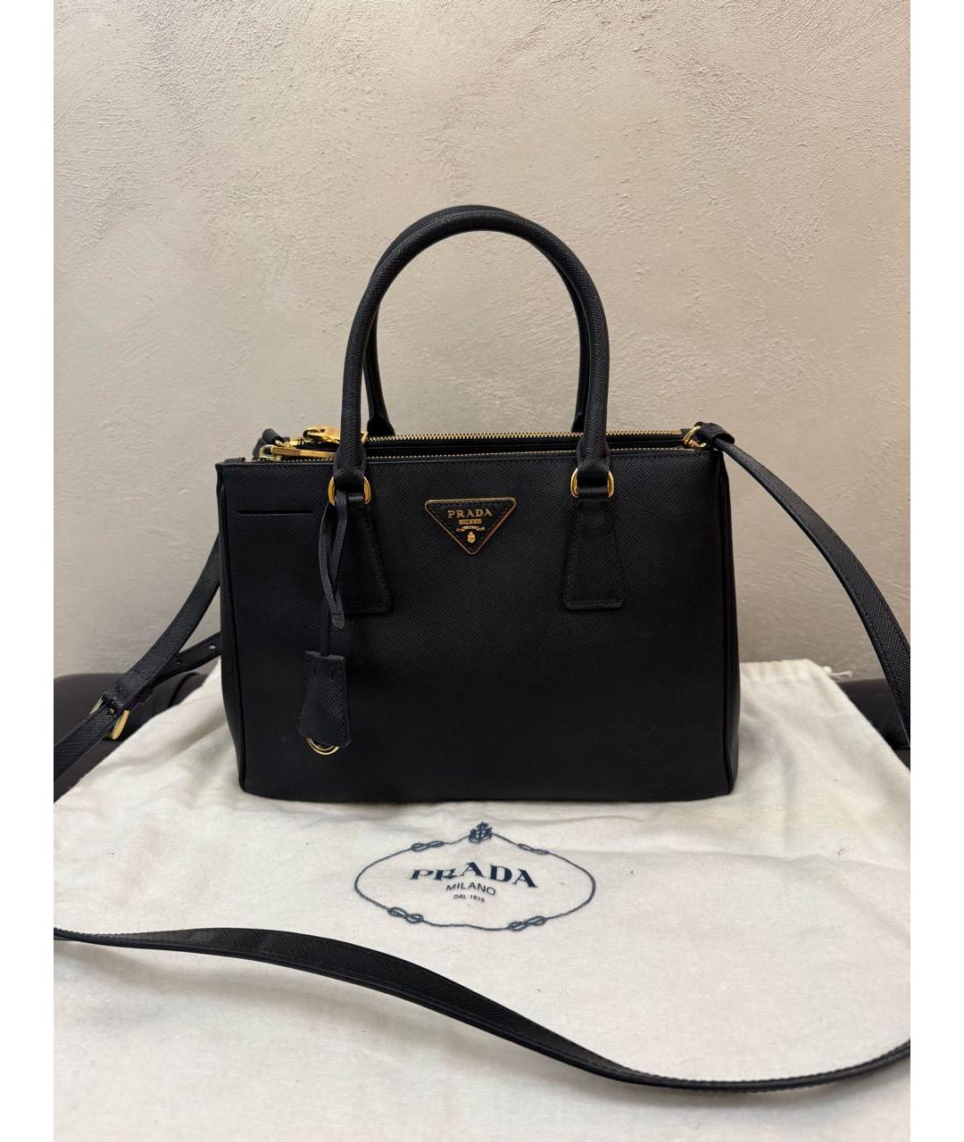 PRADA Черная кожаная сумка тоут, фото 9