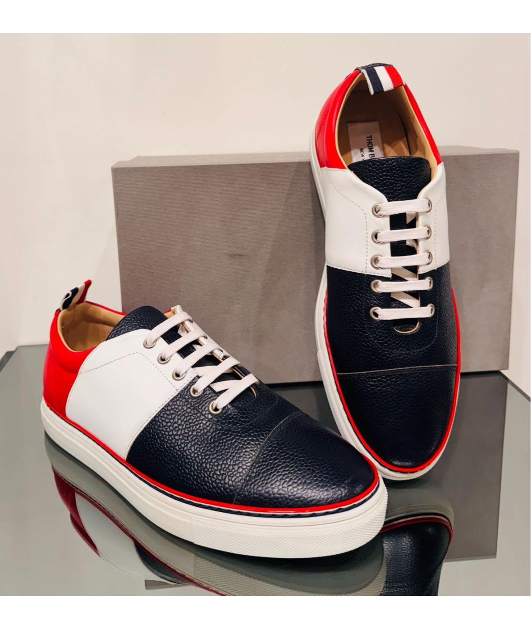 THOM BROWNE Мульти кожаные низкие кроссовки / кеды, фото 5