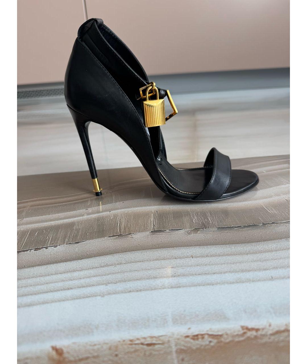 TOM FORD Черные кожаные босоножки, фото 5