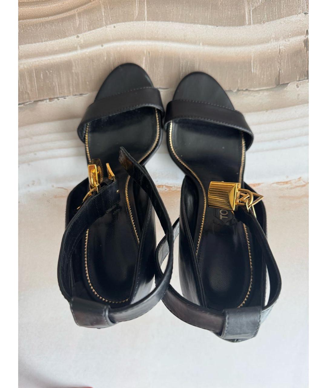 TOM FORD Черные кожаные босоножки, фото 3
