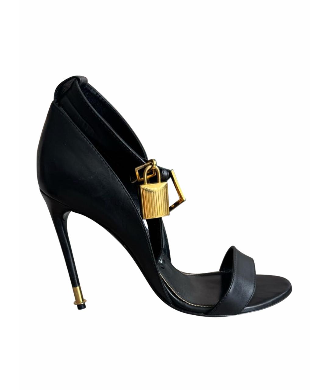 TOM FORD Черные кожаные босоножки, фото 1