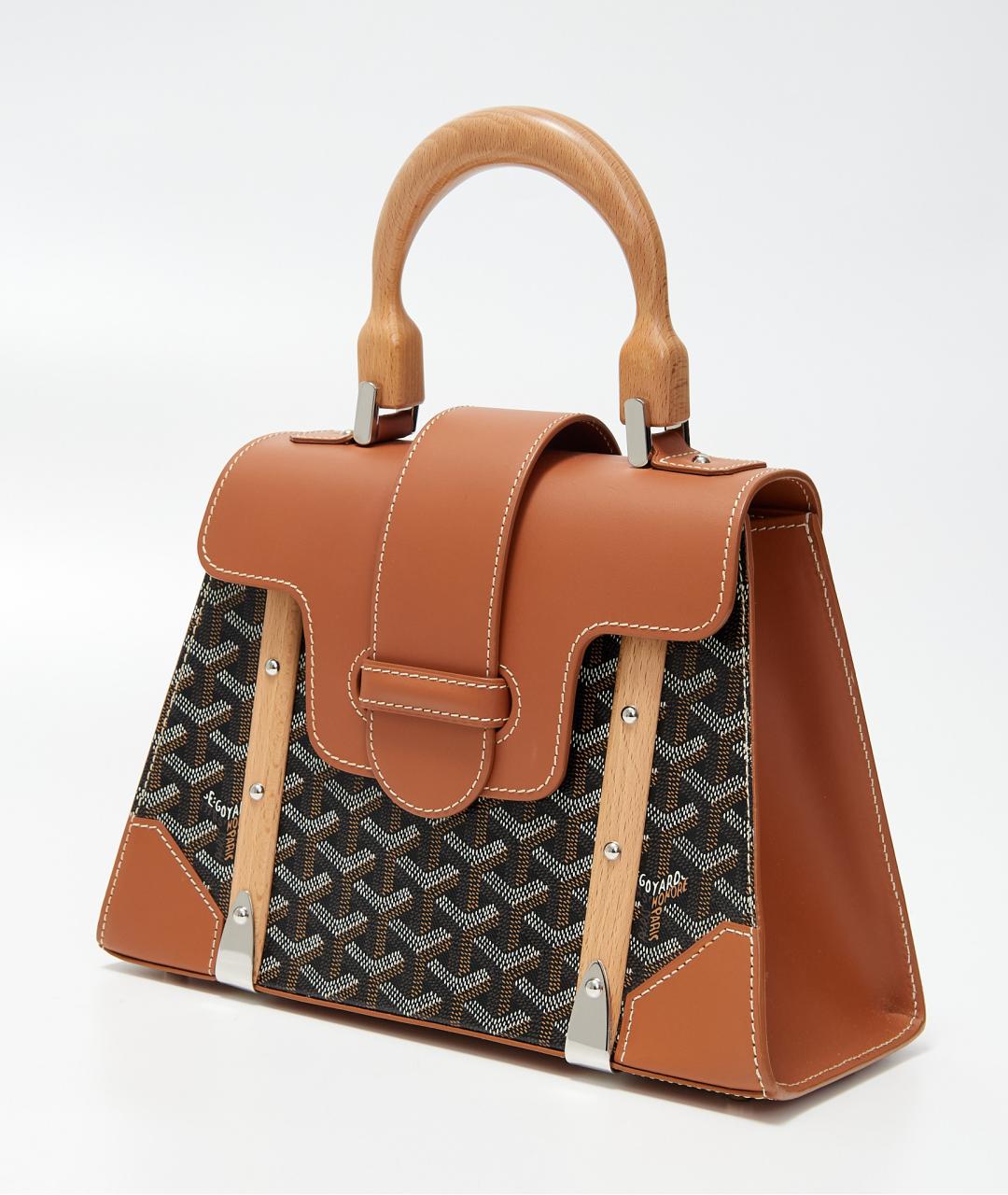 GOYARD Коричневая пелетеная сумка с короткими ручками, фото 2