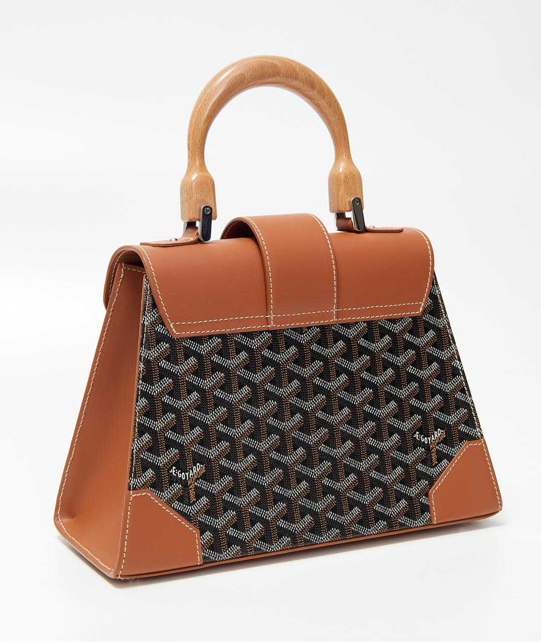 GOYARD Коричневая пелетеная сумка с короткими ручками, фото 5