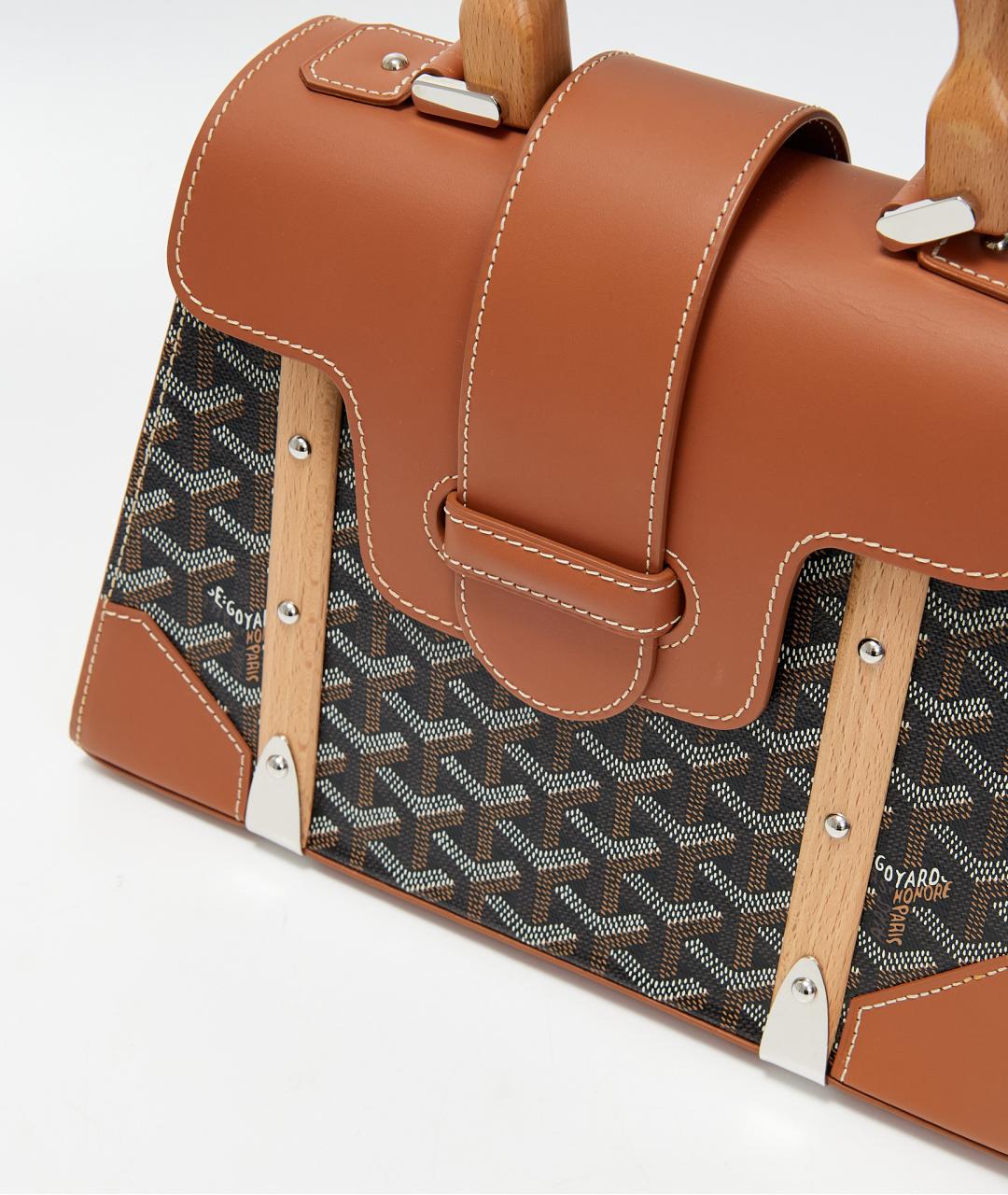 GOYARD Коричневая пелетеная сумка с короткими ручками, фото 4