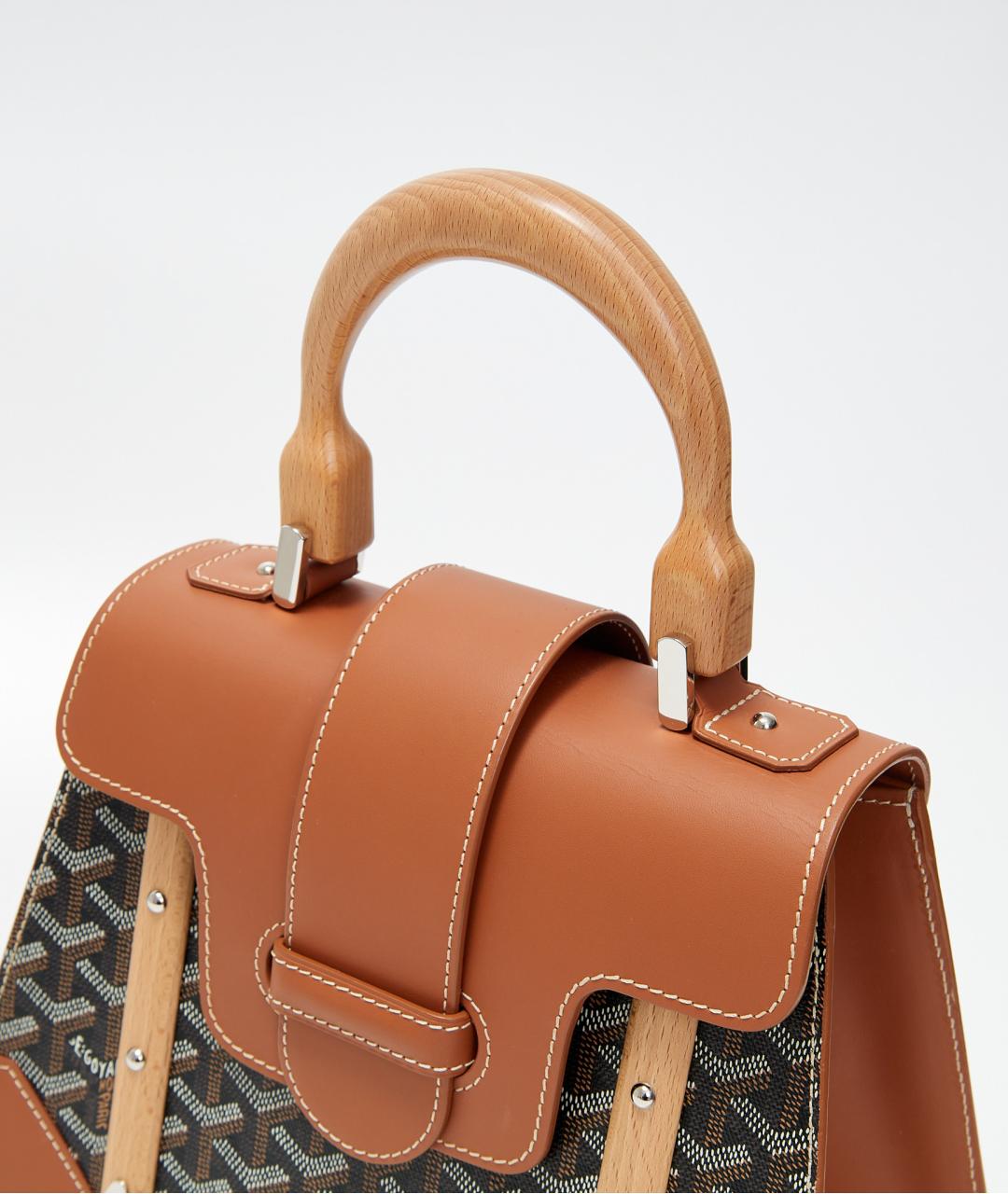 GOYARD Коричневая пелетеная сумка с короткими ручками, фото 3