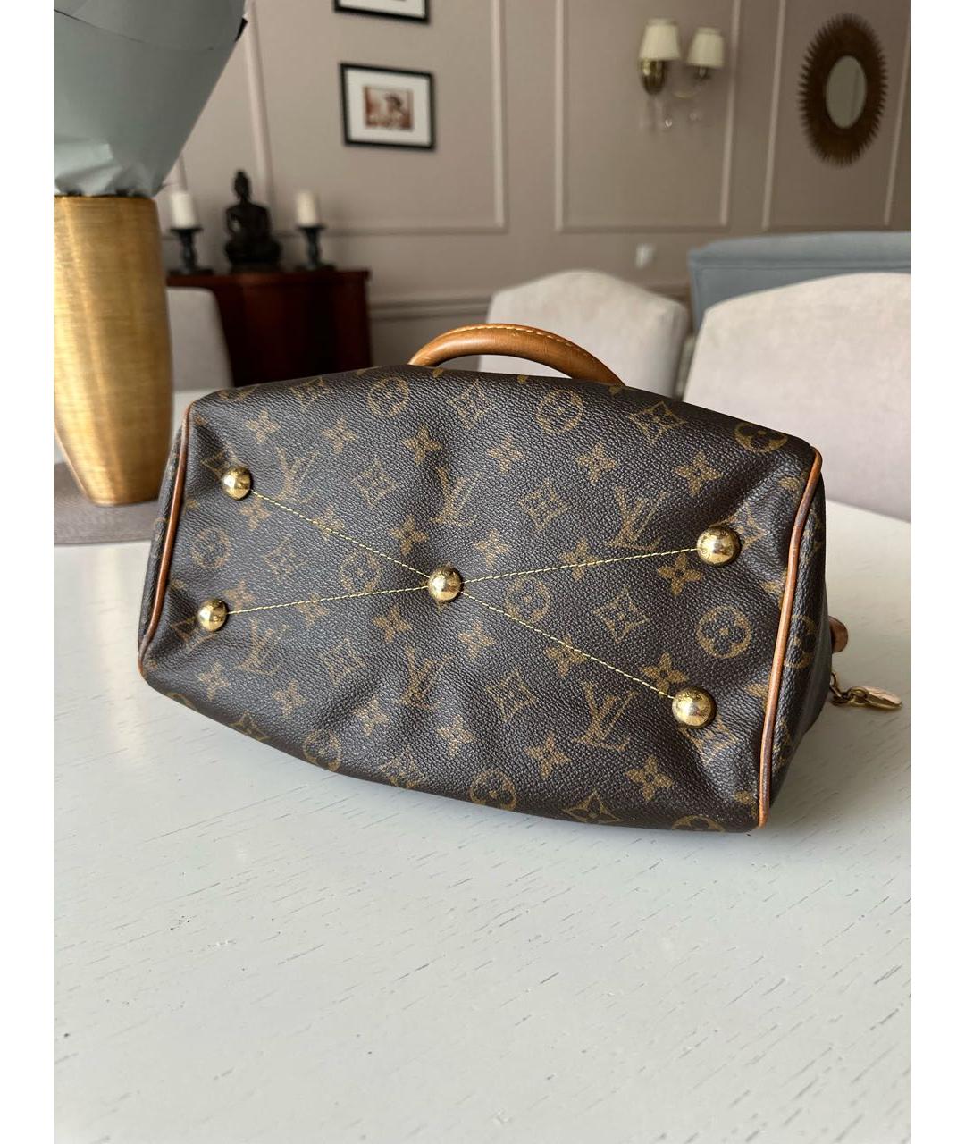 LOUIS VUITTON Коричневая тканевая сумка с короткими ручками, фото 5