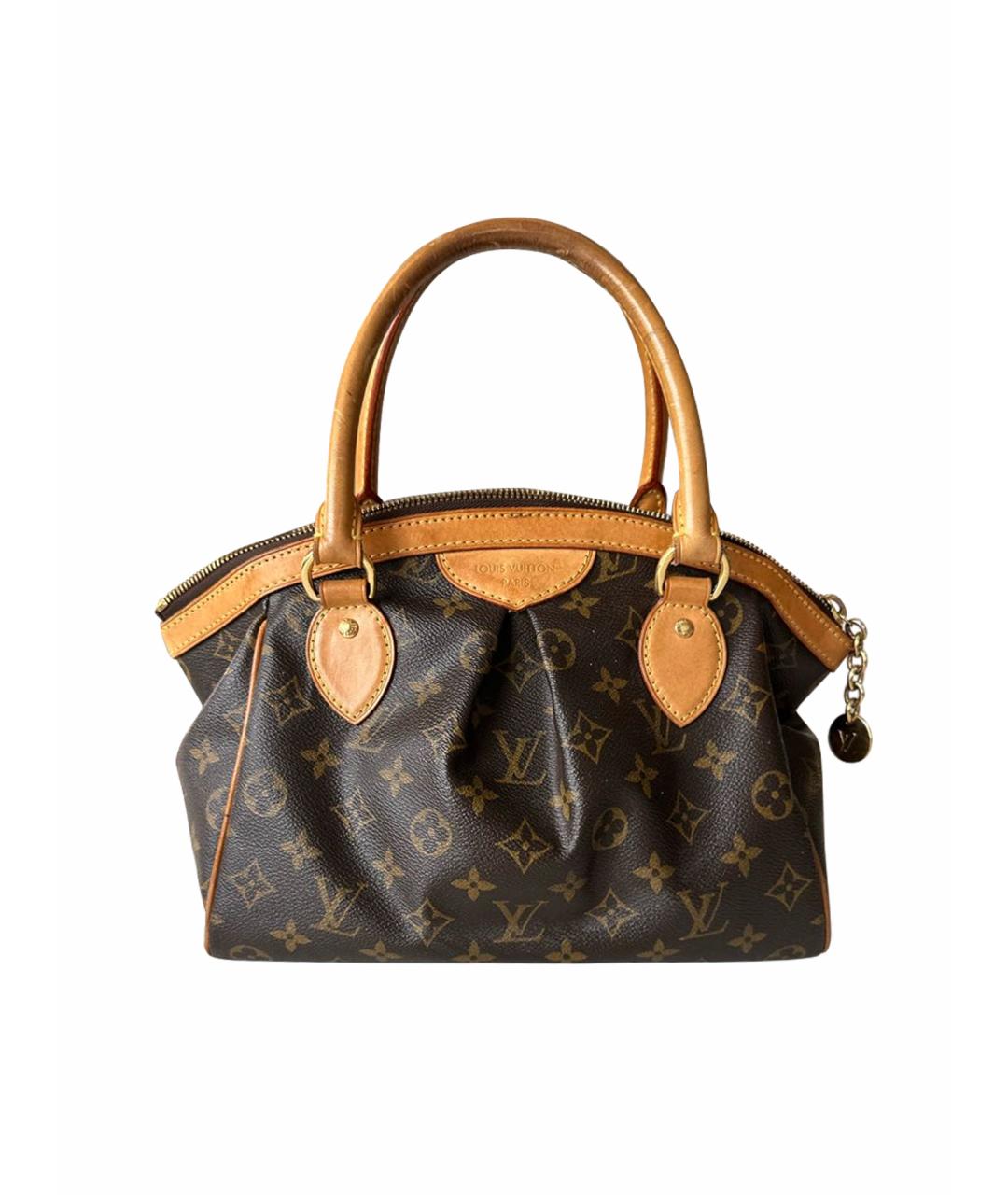 LOUIS VUITTON Коричневая тканевая сумка с короткими ручками, фото 1