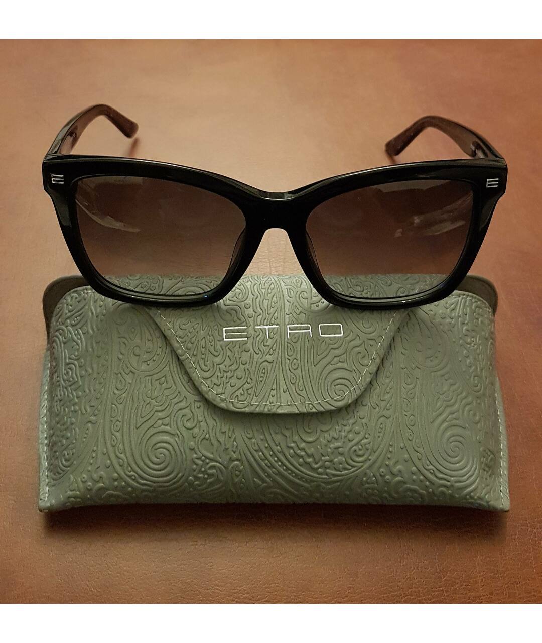 ETRO Черные пластиковые солнцезащитные очки, фото 2