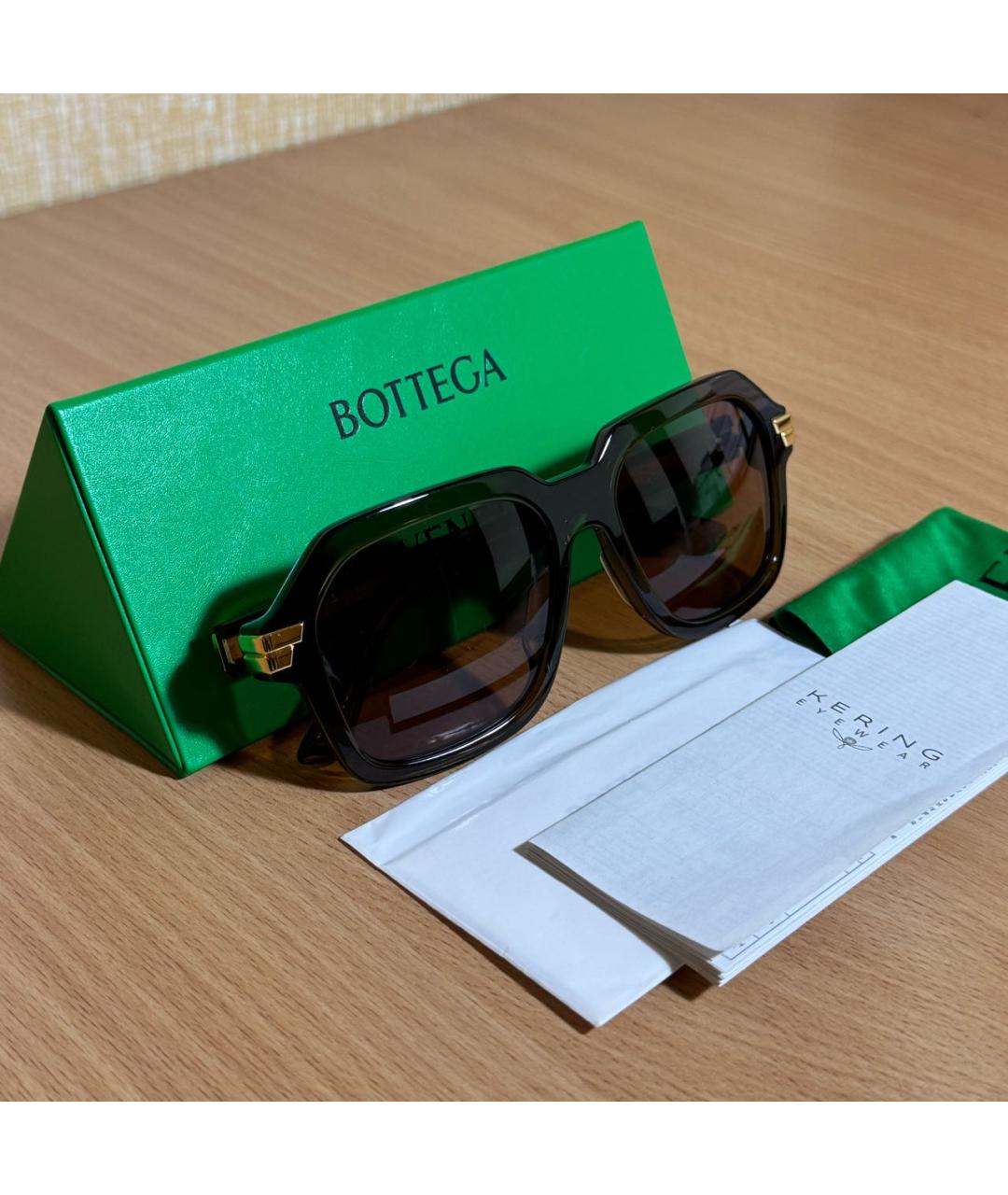 BOTTEGA VENETA Коричневые пластиковые солнцезащитные очки, фото 6