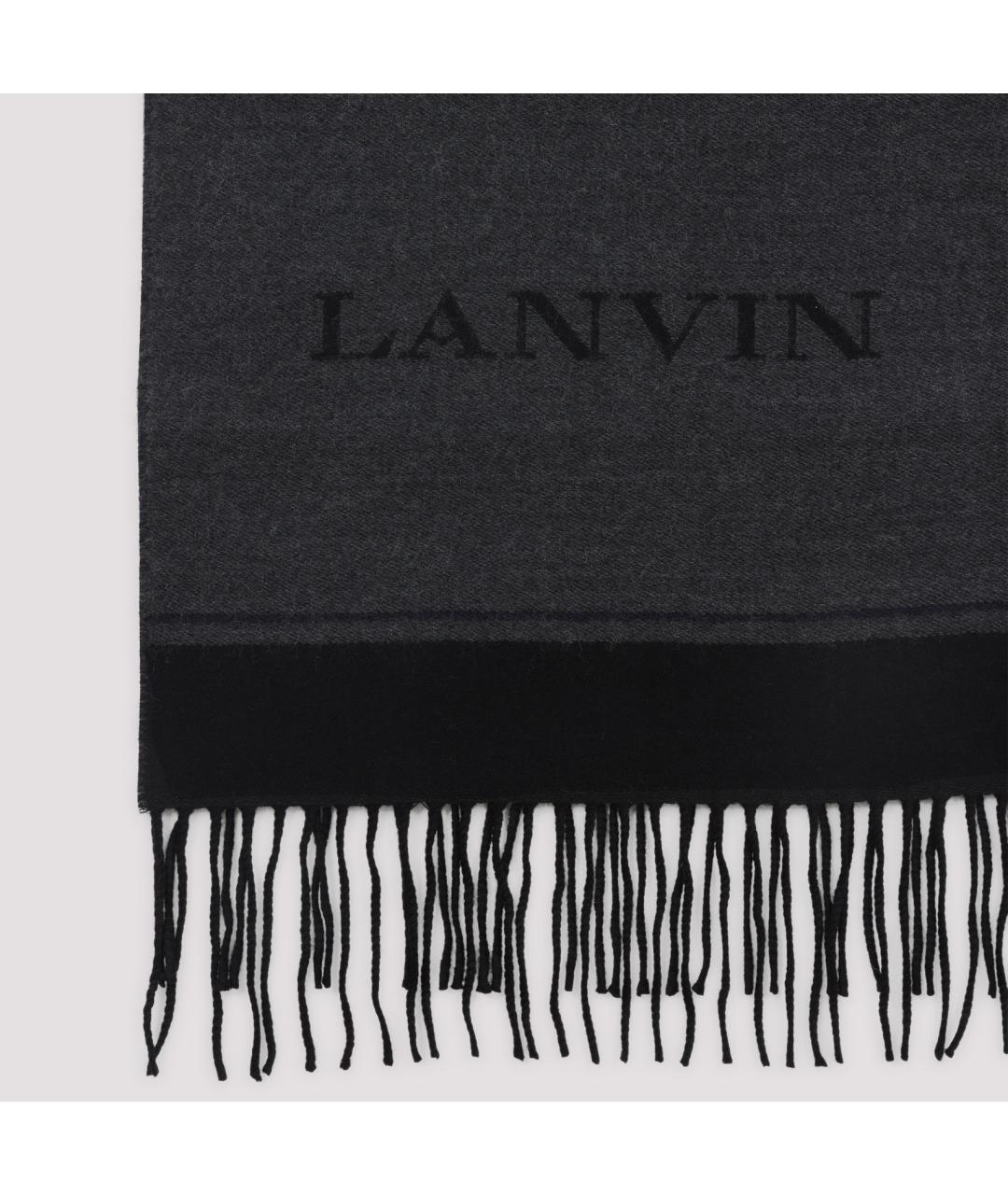 LANVIN Антрацитовый шерстяной шарф, фото 4