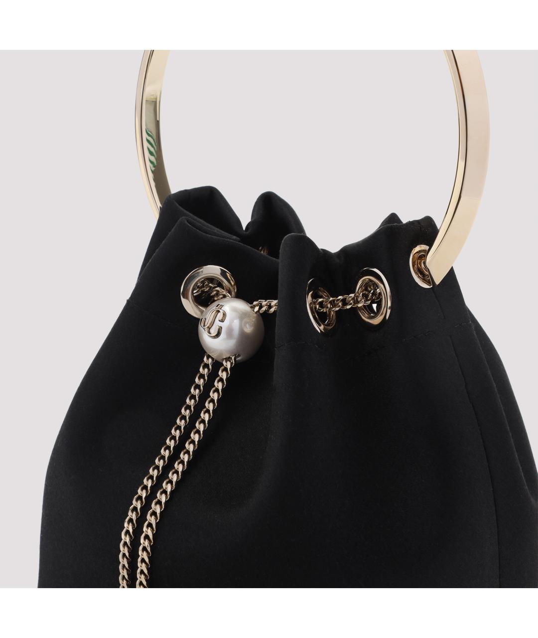 JIMMY CHOO Черная тканевая сумка с короткими ручками, фото 5