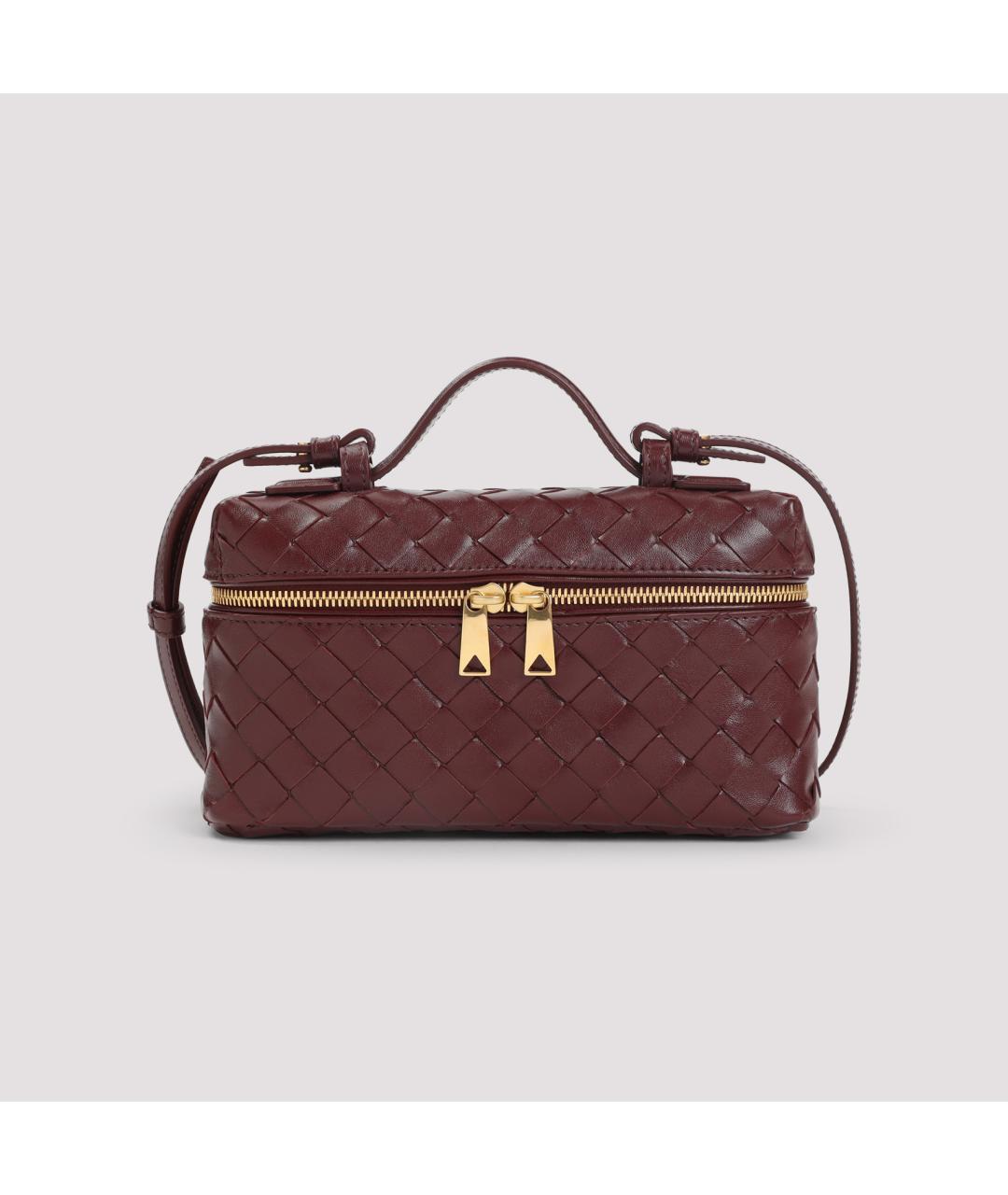 BOTTEGA VENETA Бордовая кожаная сумка с короткими ручками, фото 3