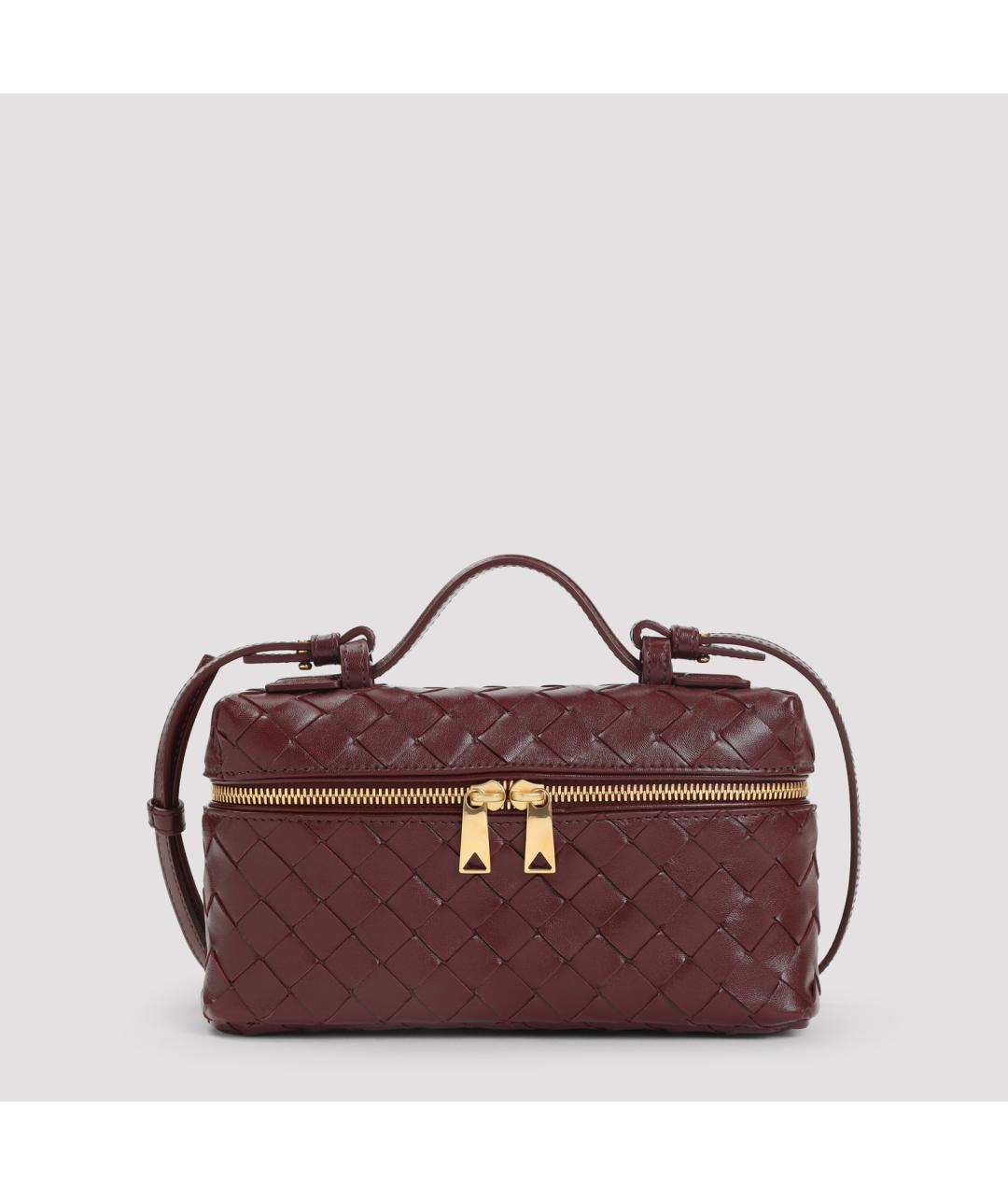 BOTTEGA VENETA Бордовая кожаная сумка с короткими ручками, фото 2