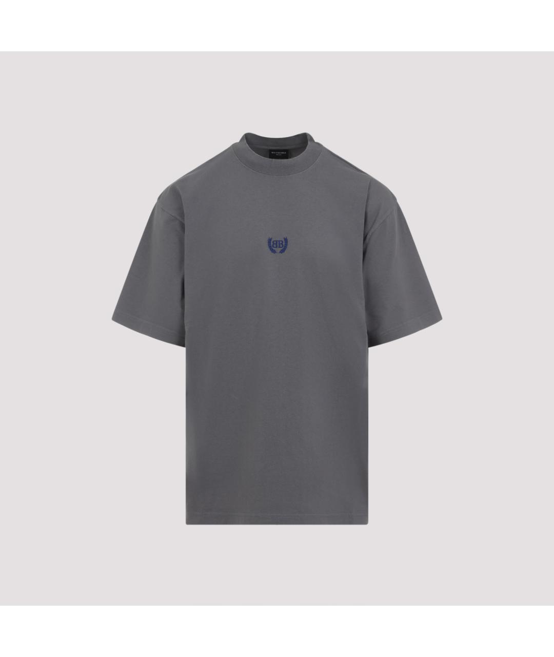 BALENCIAGA Антрацитовая хлопковая футболка, фото 3