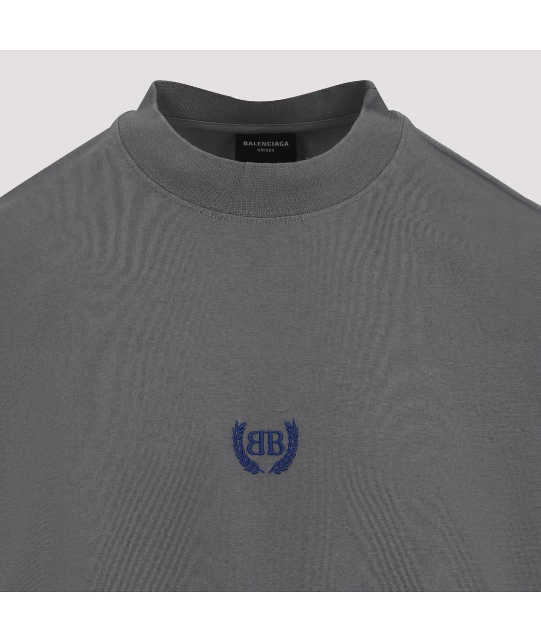 BALENCIAGA Антрацитовая хлопковая футболка, фото 5