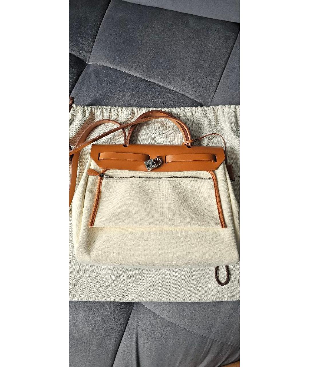 HERMES Бежевая кожаная сумка тоут, фото 2