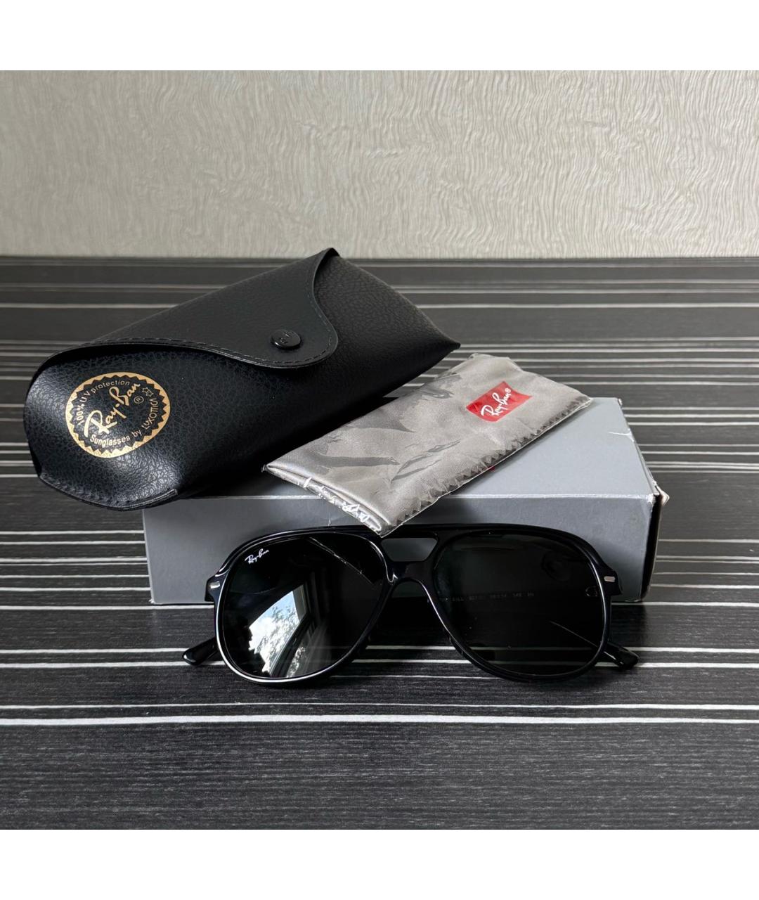 RAY BAN Черные пластиковые солнцезащитные очки, фото 5