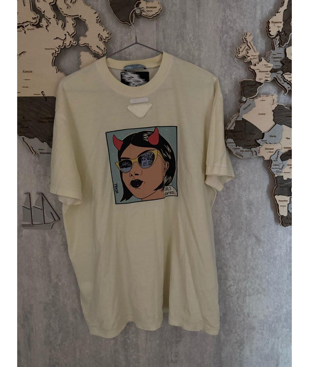 PRADA Желтая хлопковая футболка, фото 3