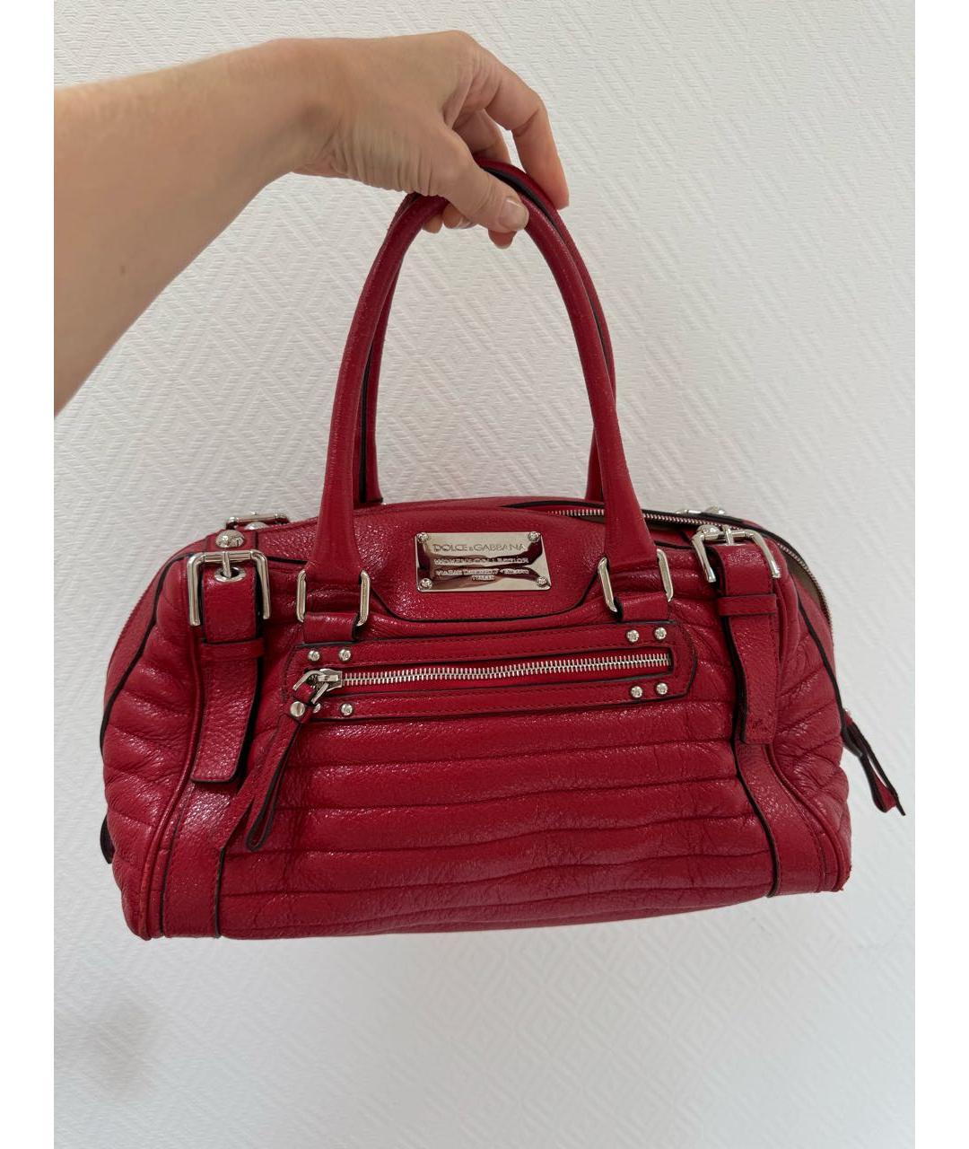 DOLCE&GABBANA Красная кожаная сумка с короткими ручками, фото 8
