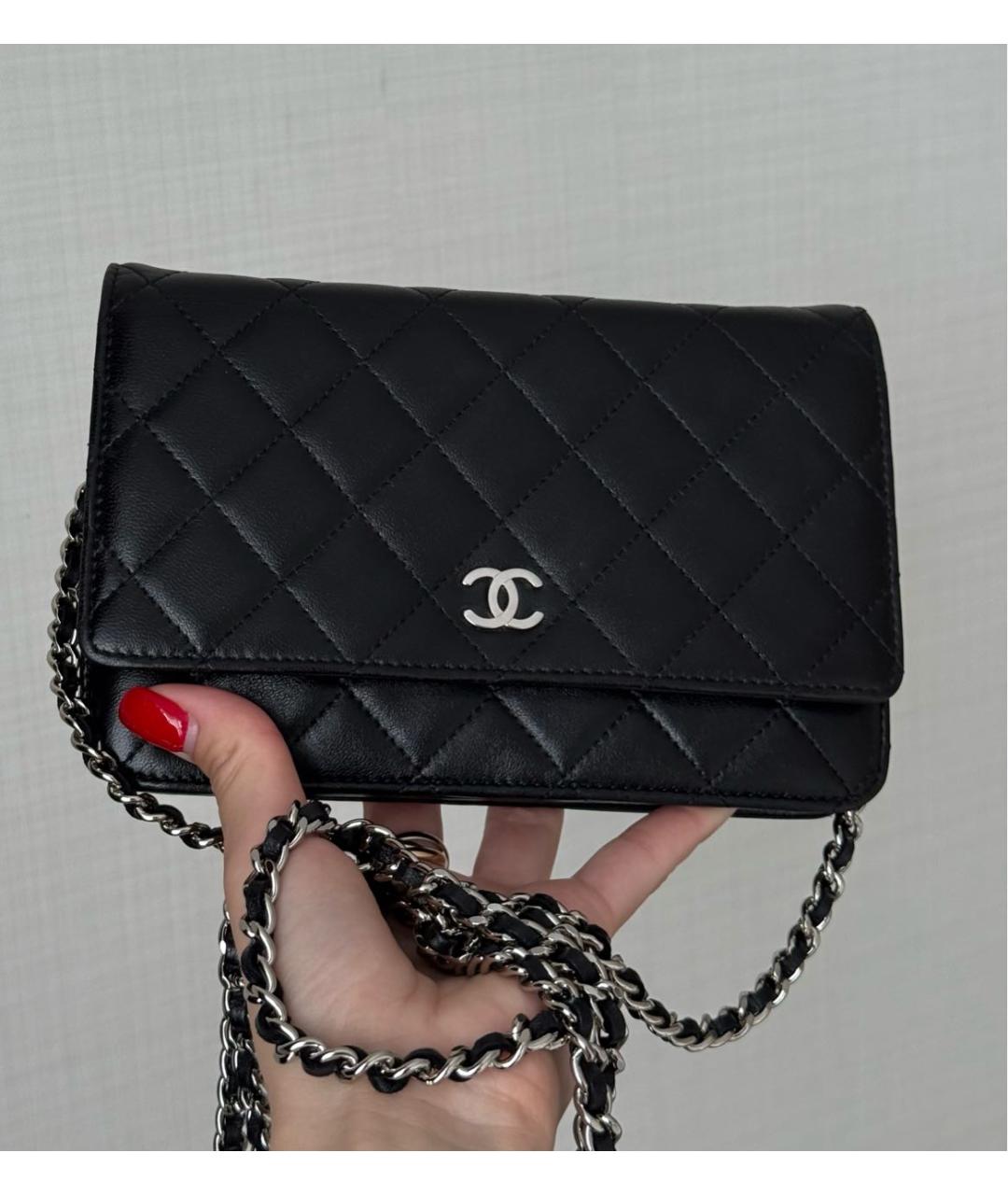 CHANEL Черная кожаная сумка через плечо, фото 6