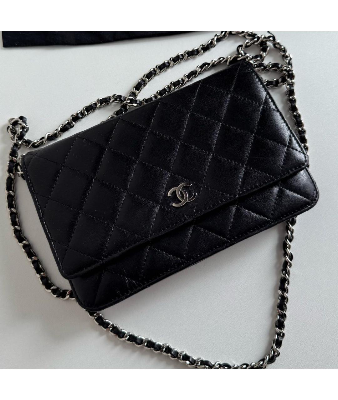 CHANEL Черная кожаная сумка через плечо, фото 4