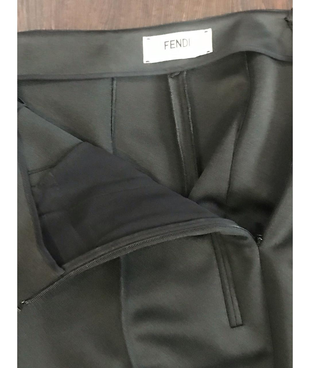 FENDI Черные полиэстеровые брюки узкие, фото 3