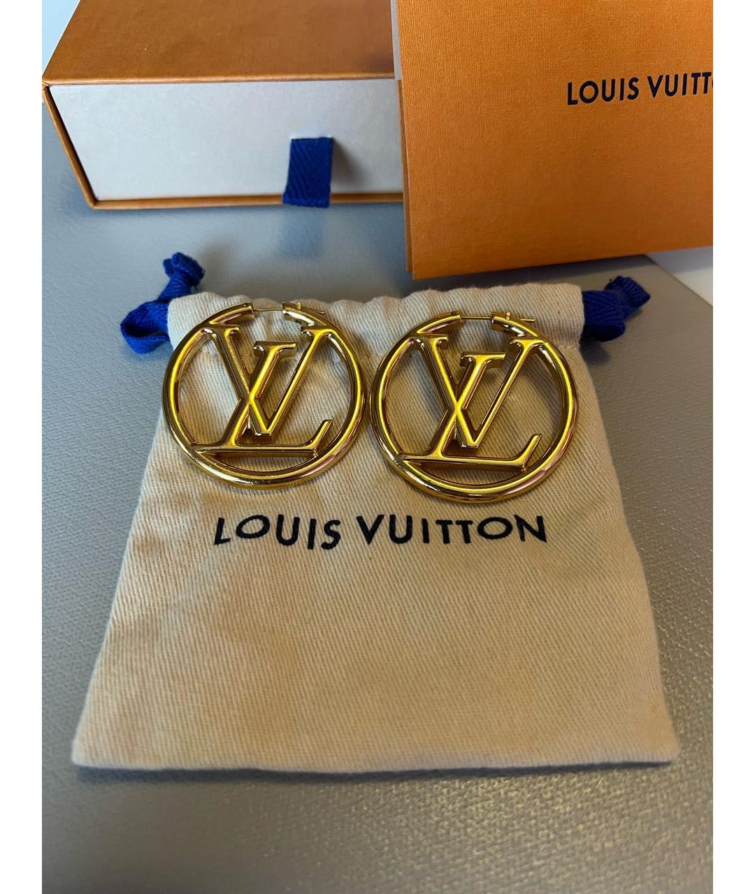 LOUIS VUITTON Золотые латунные серьги, фото 4