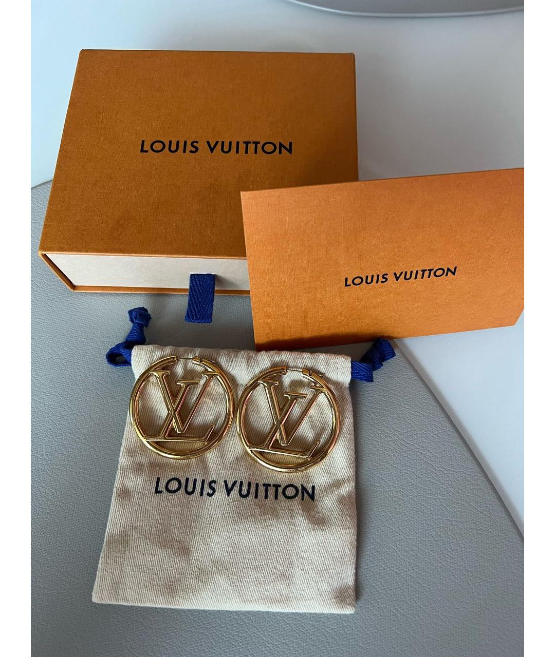 LOUIS VUITTON Золотые латунные серьги, фото 3