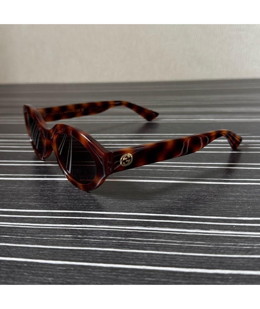 GUCCI Коричневые пластиковые солнцезащитные очки, фото 2