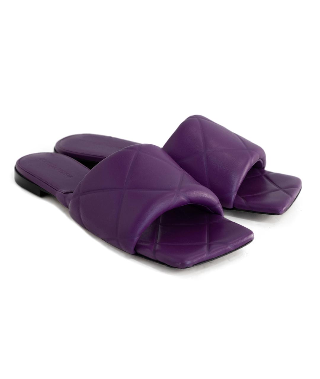BOTTEGA VENETA Фиолетовые кожаные шлепанцы, фото 2