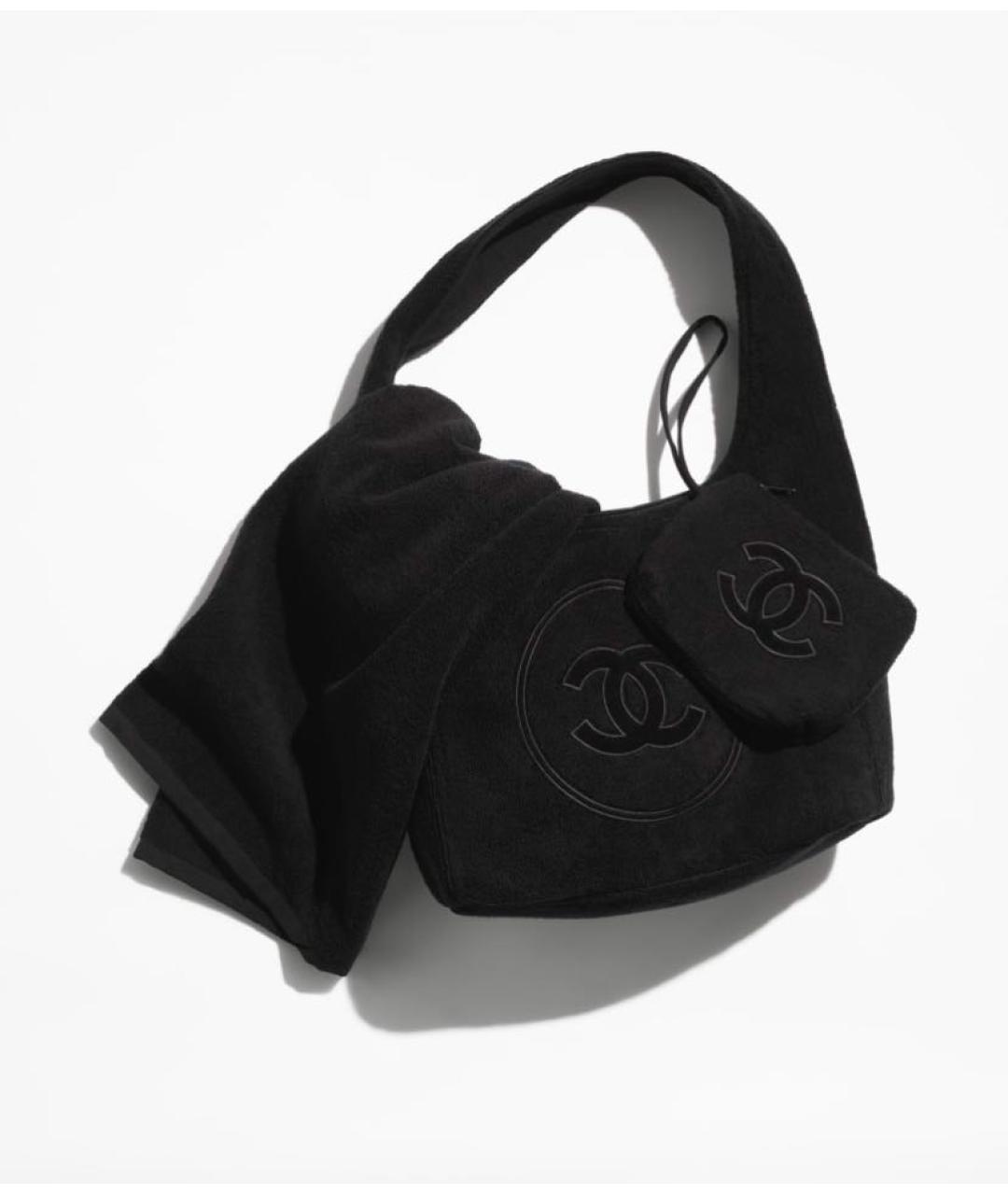 CHANEL Черная хлопковая пляжная сумка, фото 4