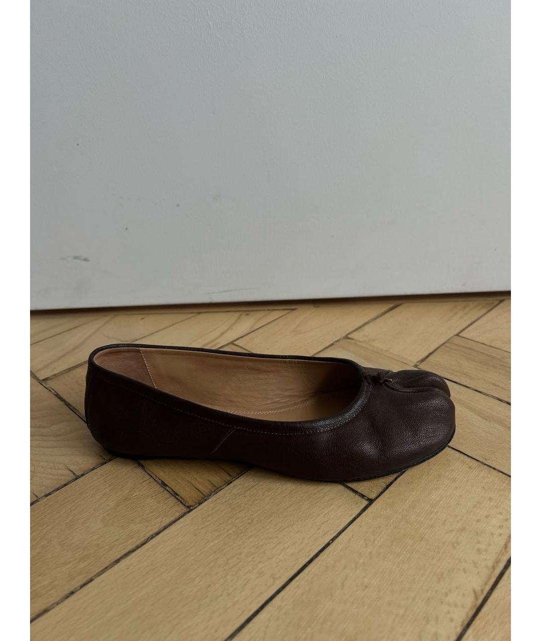 MAISON MARGIELA Коричневые кожаные балетки, фото 8
