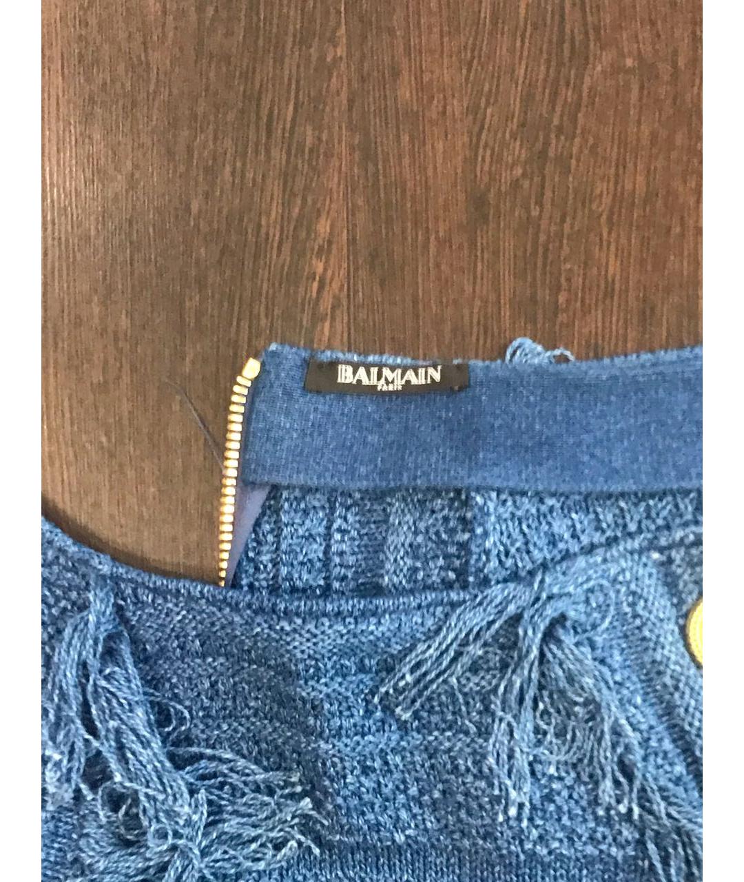 BALMAIN Синяя хлопковая юбка мини, фото 3