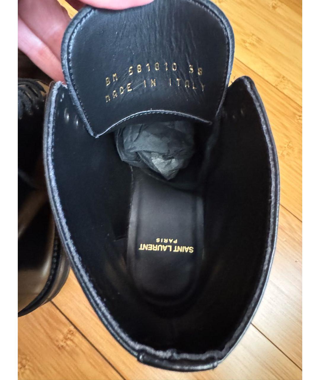 SAINT LAURENT Черные кожаные ботинки, фото 5