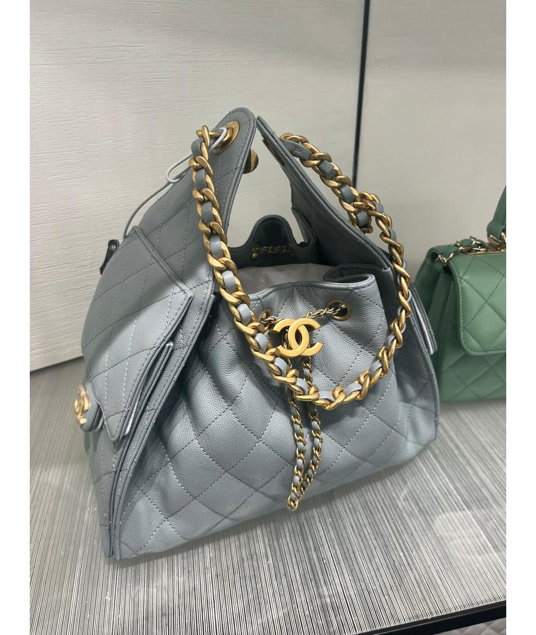 CHANEL Голубая кожаная сумка через плечо, фото 3
