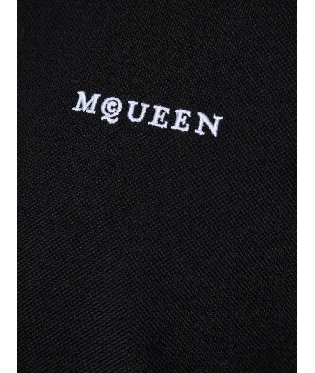 ALEXANDER MCQUEEN Черное хлопковое поло с коротким рукавом, фото 5