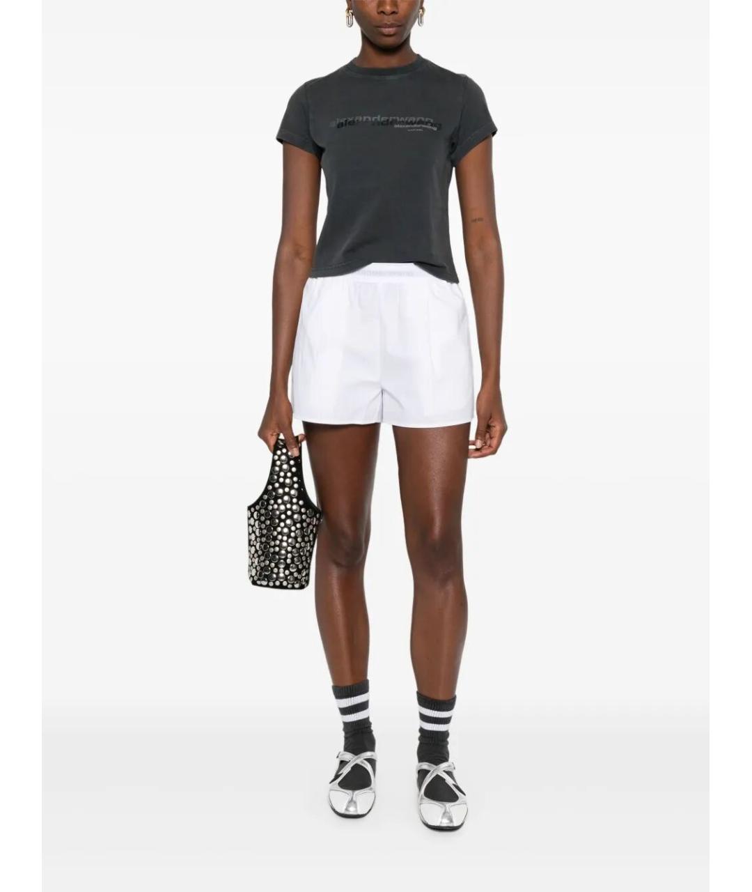 ALEXANDER WANG Серая хлопковая футболка, фото 2