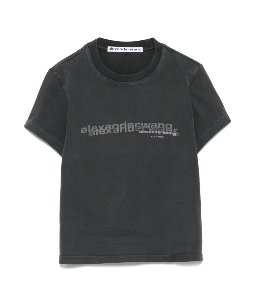 ALEXANDER WANG Серая хлопковая футболка, фото 1