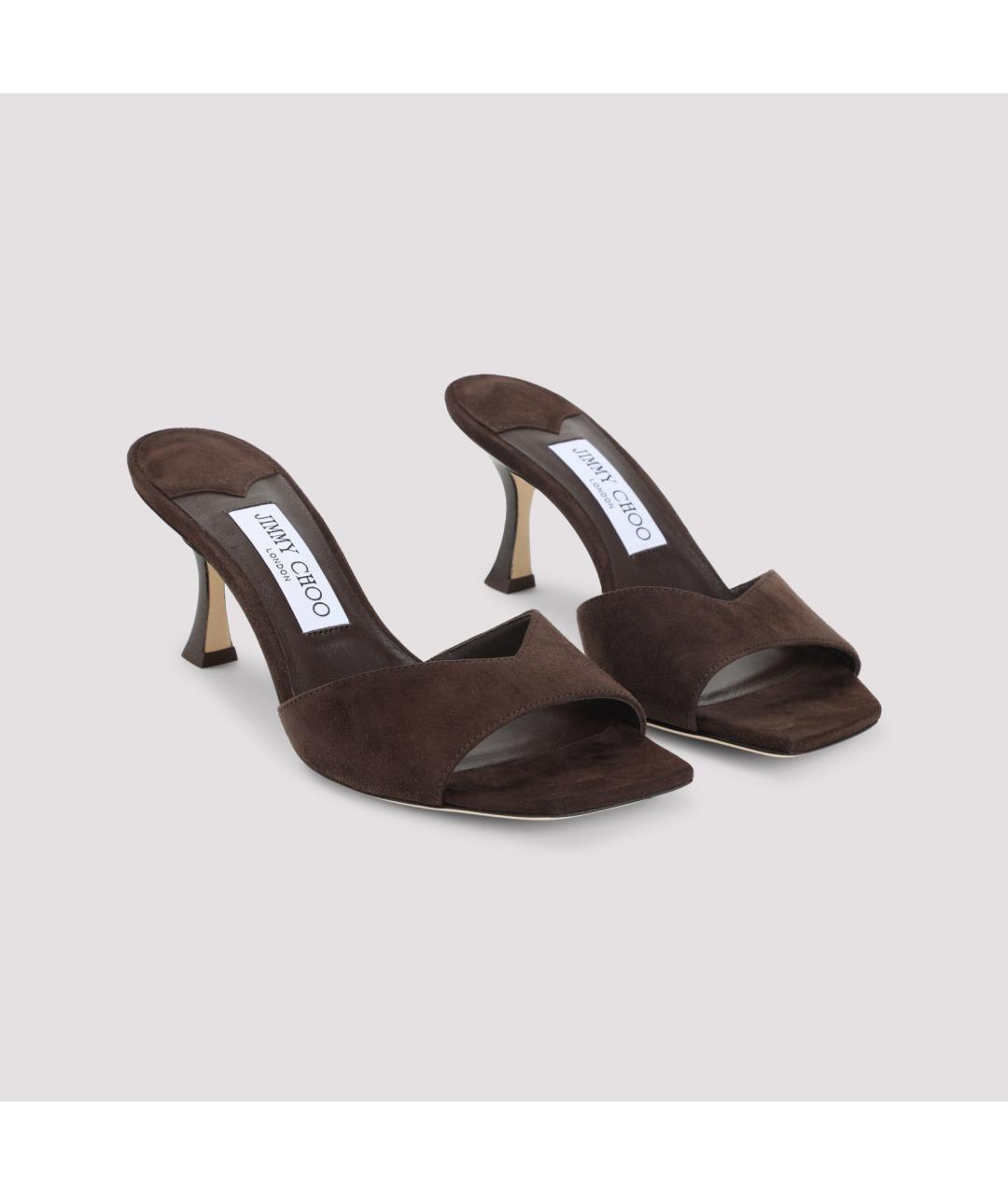 JIMMY CHOO Коричневые кожаные мюли, фото 2