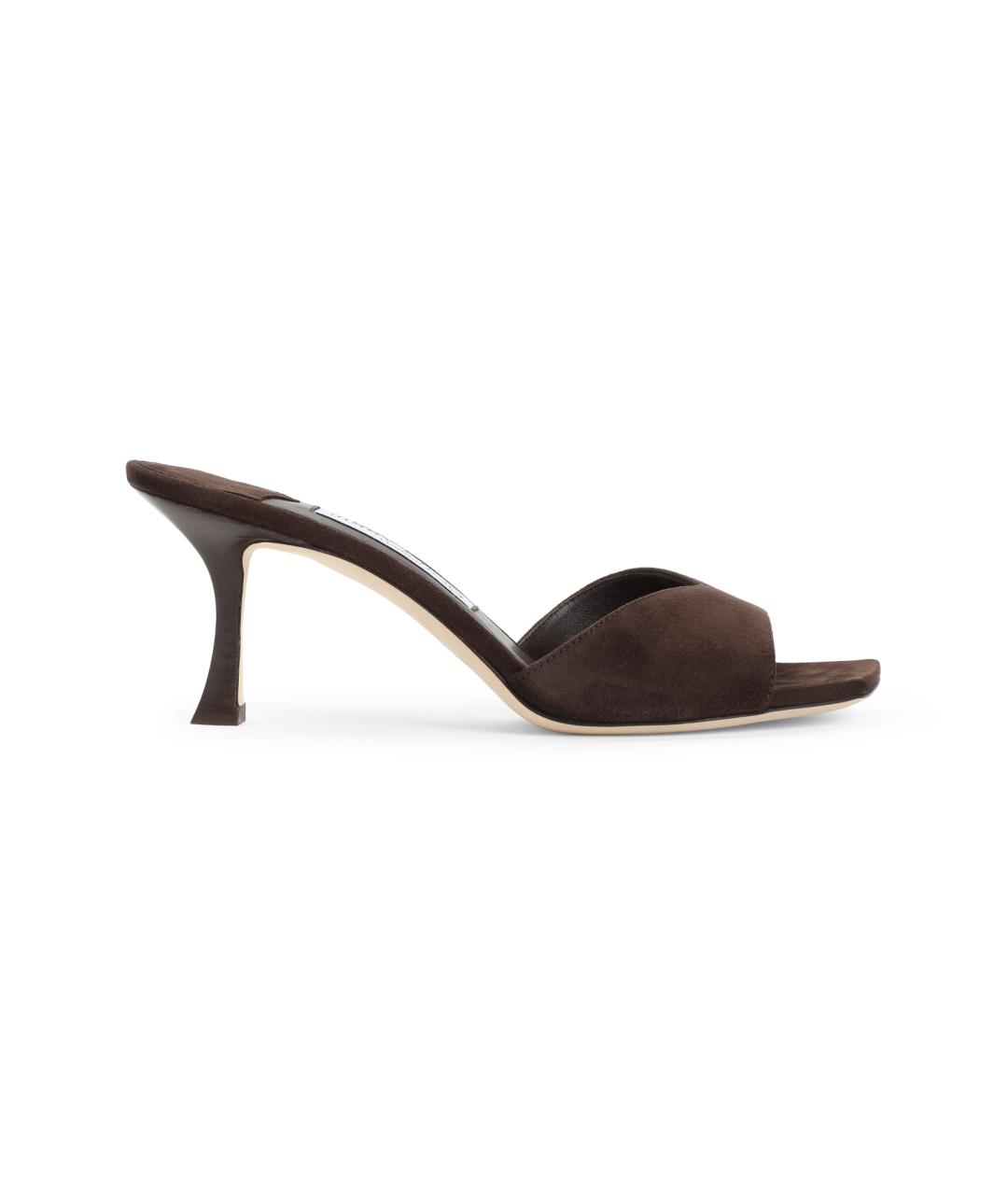 JIMMY CHOO Коричневые кожаные мюли, фото 1