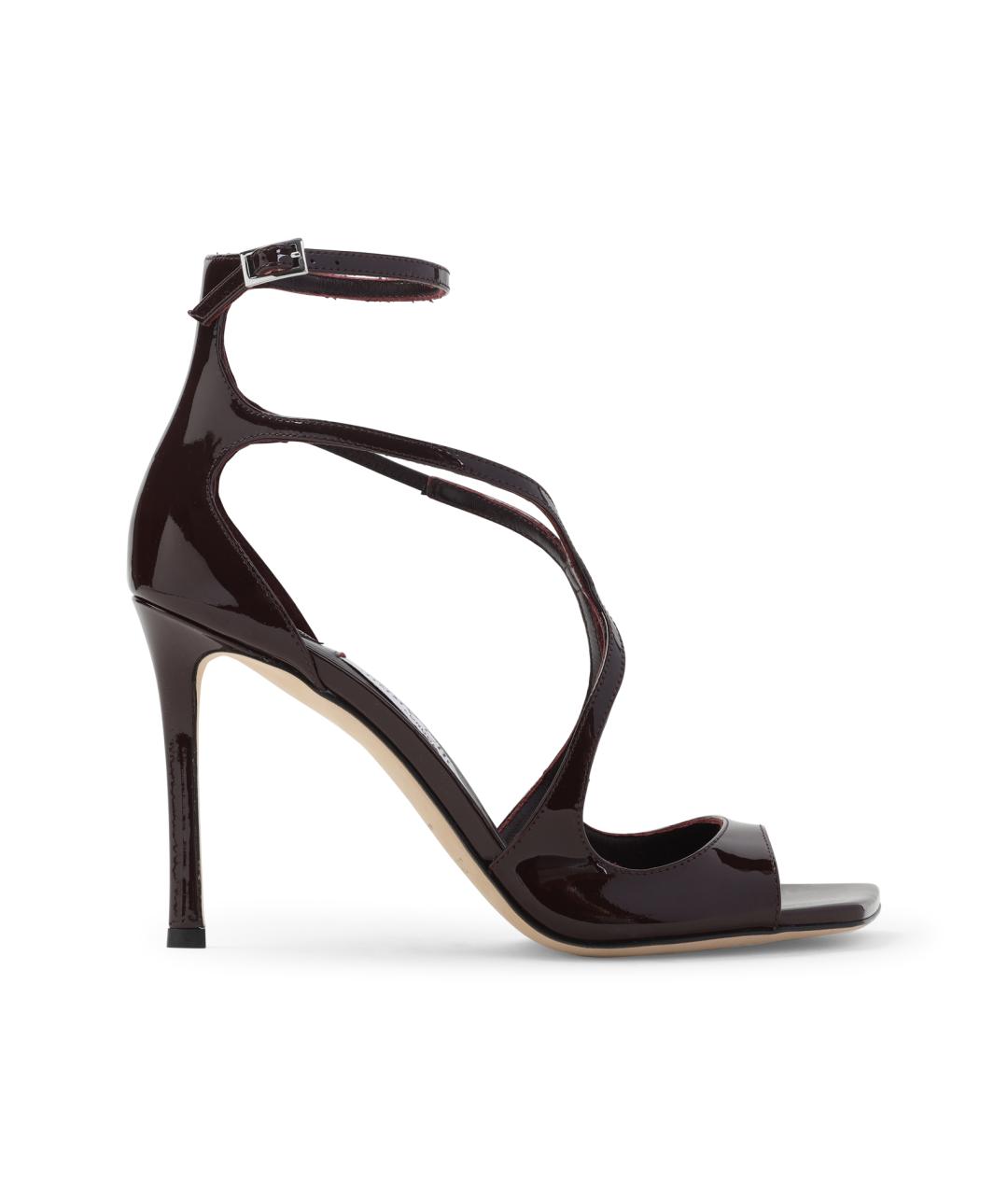 JIMMY CHOO Бордовые кожаные босоножки, фото 1